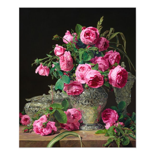 Impression Photo Roses par Ferdinand Georg Waldmuller (Devant)