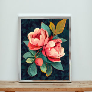 Impression Photo Roses roses roses frappantes sur noir