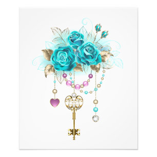 Impression Photo Roses turquoise avec touches