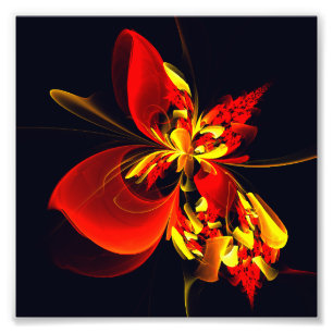 Impression Photo Rouge Jaune Floral Moderne Résumé Modèle Art #10