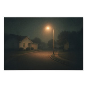 Impression Photo Rue nocturne de la banlieue Dreamcore