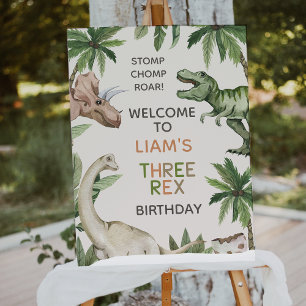 Impression Photo Rustic Green Boys Dinosaur Affiche de bienvenue d'