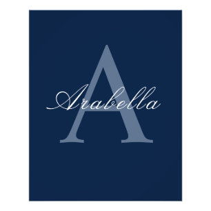 Impression Photo Rustique Elegant Bleu Personnalisé Nom Monogramme