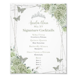 Impression Photo Sage Green Floral Quinceanera Signature Cocktails