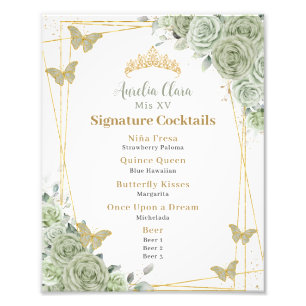 Impression Photo Sage Green Floral Quinceanera Signature Cocktails