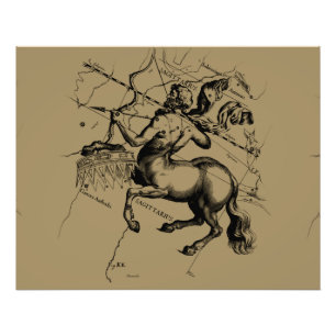 Impression Photo Sagittarius Constellation Hevelius 1690 Engraving