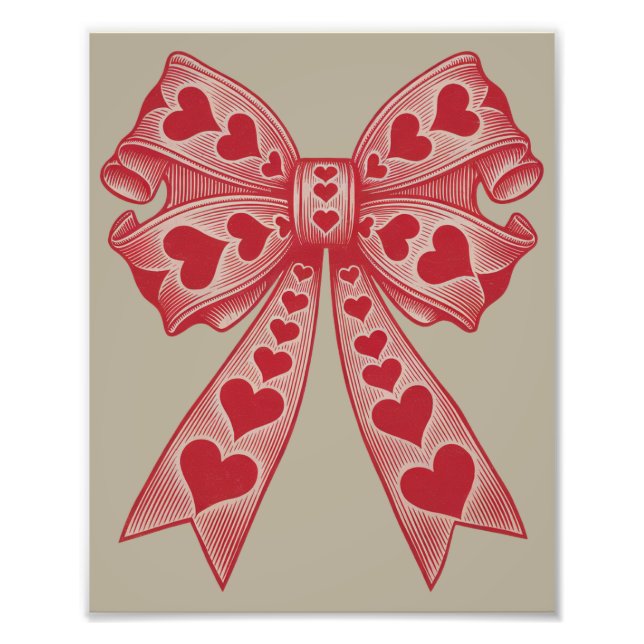 Impression Photo Saint Valentin Coeur Coquette arc Retro Valentine (Devant)