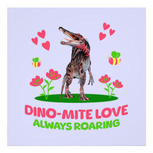 Impression Photo Saint-Valentin dinosaure mignon pour les enfants