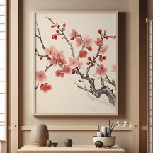 Sakura en fleurs peinture traditionnelle
