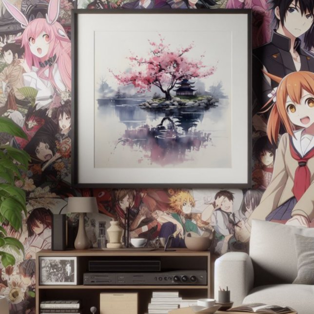 Impression Photo Sakura fleurit sur le lac (Créateur téléchargé)