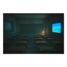 Salle de classe vide avec lueur de projecteur - Dr