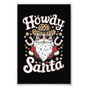 Impression Photo Salut Santa Cowboy Occidental Cadeau de Noël Rodeo