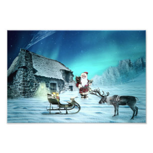 Impression Photo Santa and Rudolph with Sled