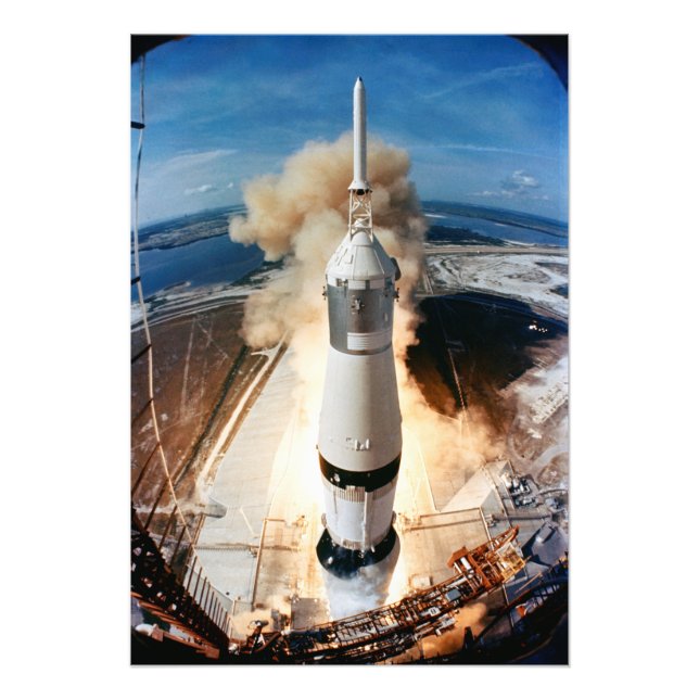 Impression Photo Saturn V lancement de fusée 1969 Apollo Spacecraft (Devant)