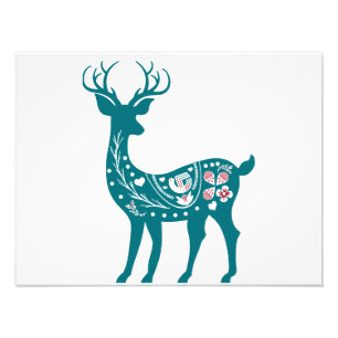 Impression Photo Scandia Noël Rouge et Bleu Nordic Deer Scandia
