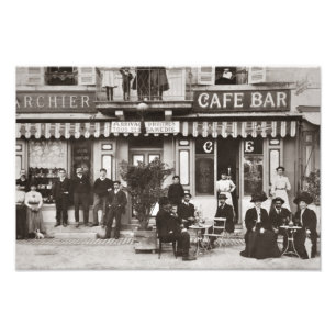Impression Photo Scène française de rue de barre de café