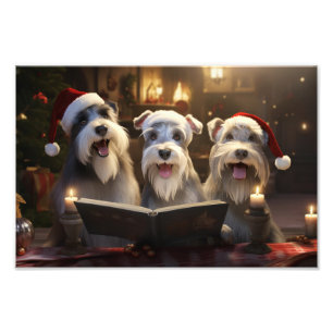 Impression Photo Schnauzers Noël Caroling Festive Holiday