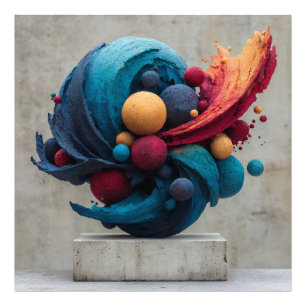 Impression Photo Sculpture de couleur explosive de sphère fissurée 