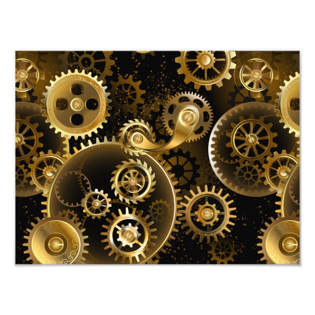Impression Photo Seamless Steampunk Brass Gears (Devant)