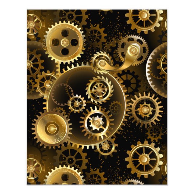 Impression Photo Seamless Steampunk Brass Gears (Devant)