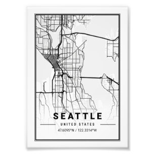Impression Photo Seattle - États-Unis Liga City Map