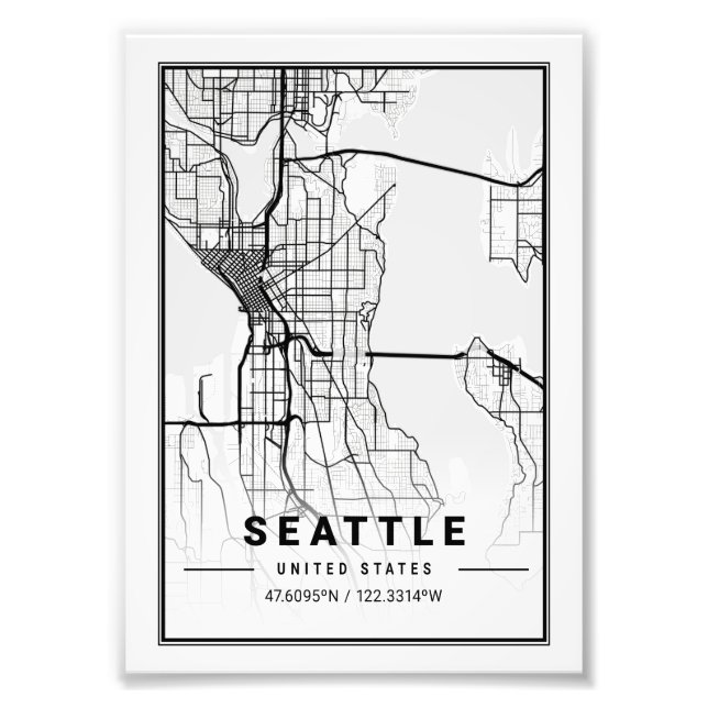 Impression Photo Seattle - États-Unis Liga City Map (Devant)