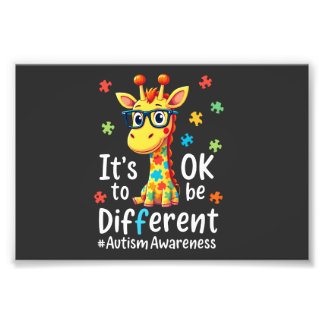 Impression Photo Sensibilisation à l'autisme Girafe Animal Mignon C