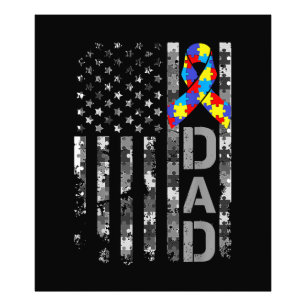 Impression Photo Sensibilisation sur l'autisme Papa USA Drapeau Fêt