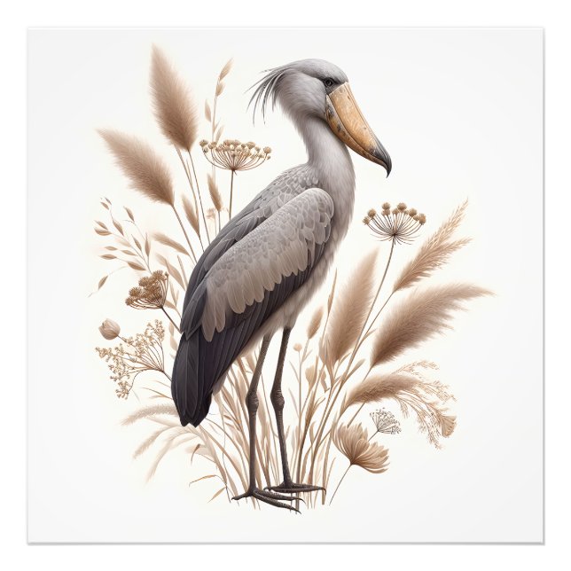 Impression Photo Serene Shoebill Stork dans Soft Light Bush (Devant)