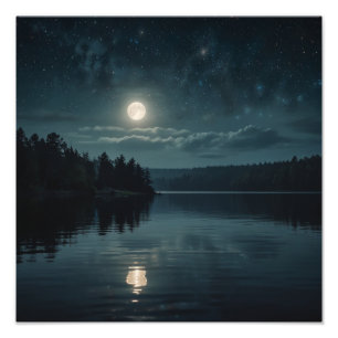 Impression Photo Sérénité du lac au clair de lune