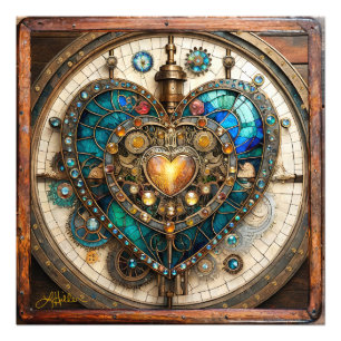 Impression Photo Série Steampunk Cœur de Verre Teinté Doré