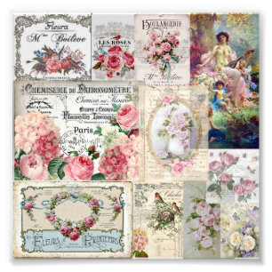 Impression Photo Shabby chic collage, country victorian, decoupage,