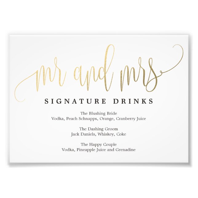 Impression Photo Signature mariage Boissons Signer Choisir Votre Ta (Devant)