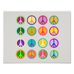 Impression Photo Signe de paix Popart hippie, soixante-dixième,