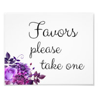 Signe favorable. Décor mariage violet. Affiche flo