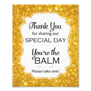 Impression Photo Signe Wedding shower Gold Sparkly Lip Balm Favore