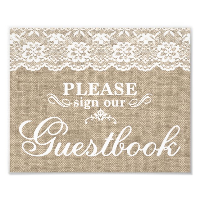 Impression Photo Signes mariages - Burlap & Lace - Livre d'or - (Devant)