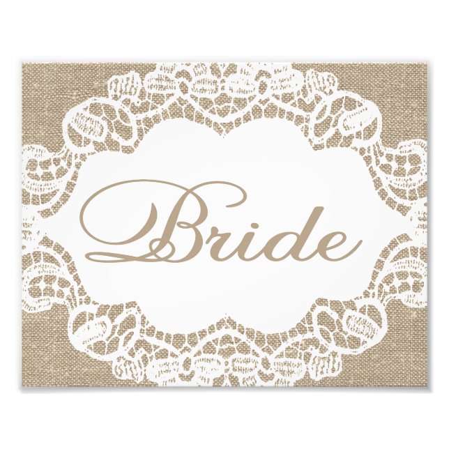 Impression Photo Signes mariages - Burlap & Lace - Mariée - (Devant)