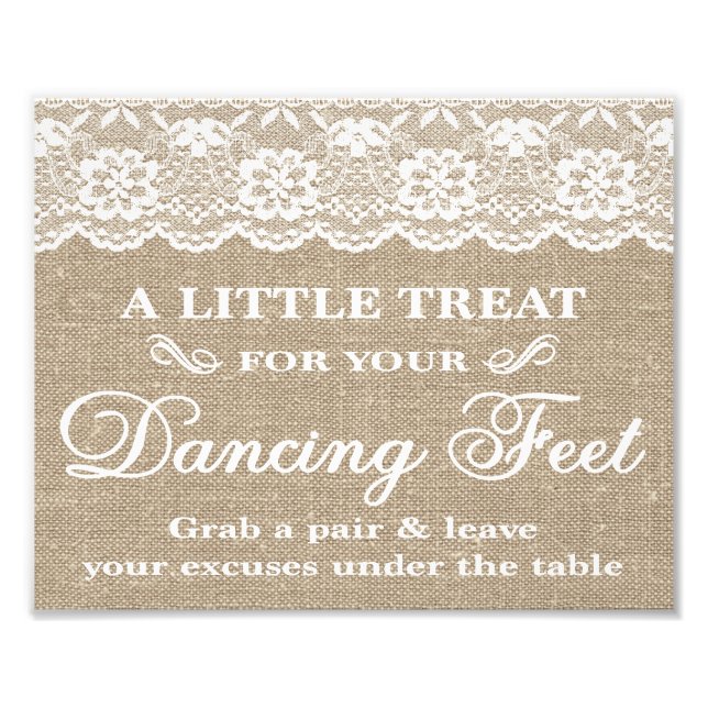 Impression Photo Signes mariages - Burlap & Lace - Pieds dansants - (Devant)
