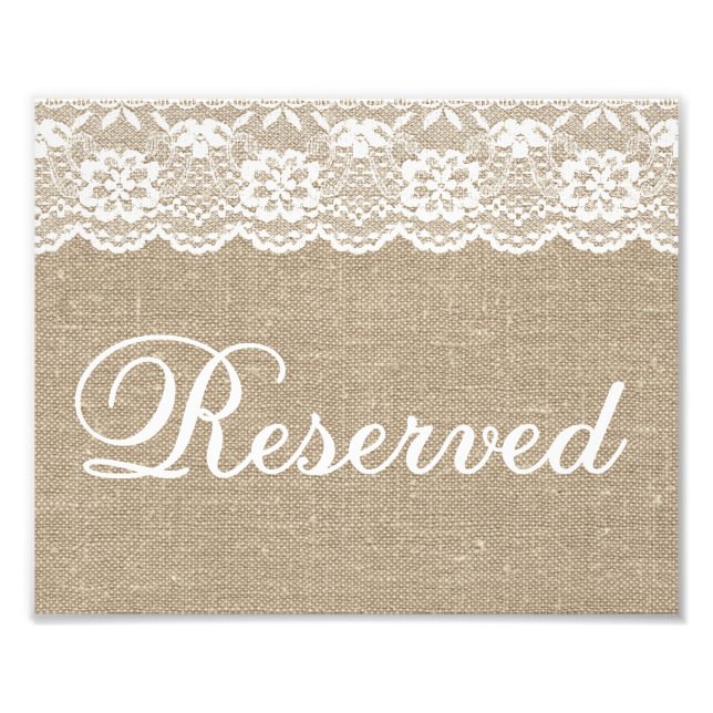 Impression Photo Signes mariages - Burlap & Lace - Réservé - (Devant)