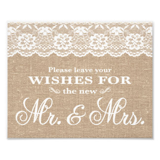 Impression Photo Signes mariages - Burlap & Lace - Voeux -