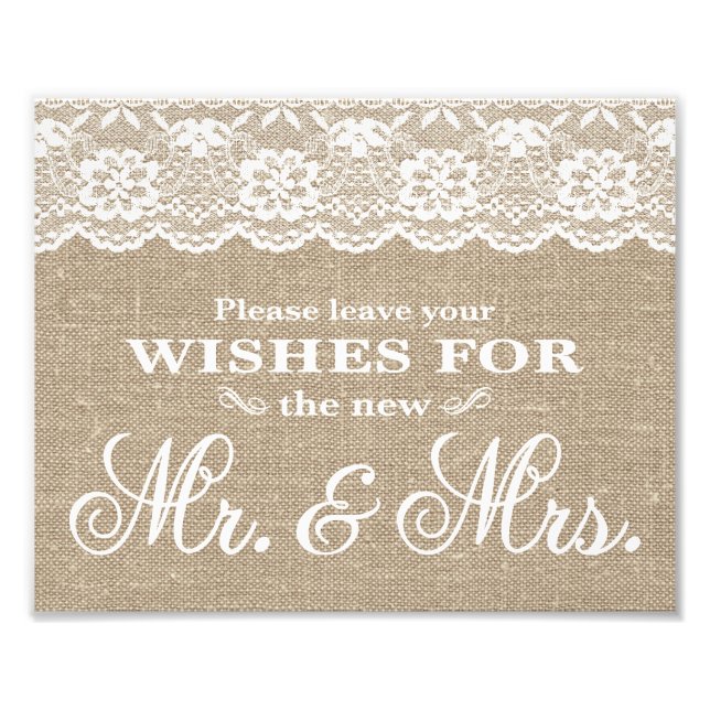 Impression Photo Signes mariages - Burlap & Lace - Voeux - (Devant)