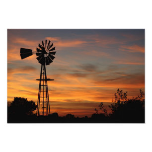 Impression Photo Silhouette de moulin à vent
