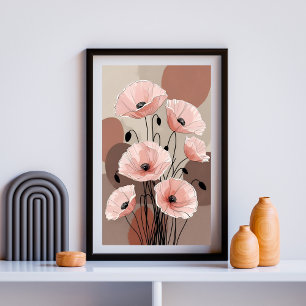 Impression Photo Silhouettes de Pavot Rose