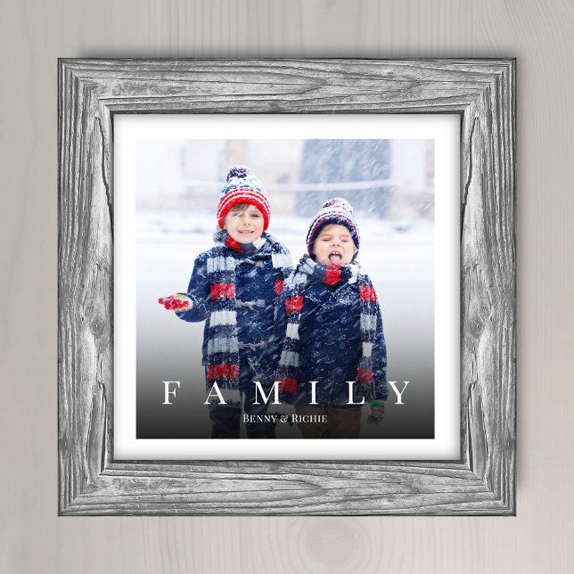 Impression Photo Simple Typographie Familiale Minimaliste Vignette (Simple family customized photo print. Editable template)