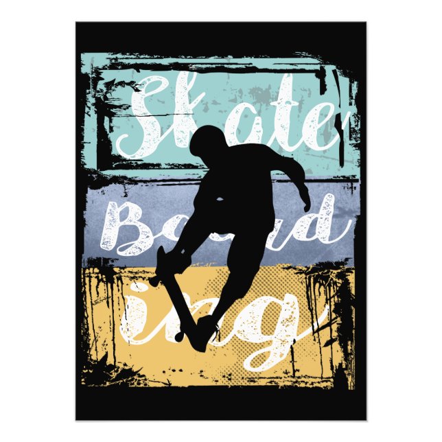 Impression Photo Skateboard Tee - Retro Vintage Skateboarder (Devant)