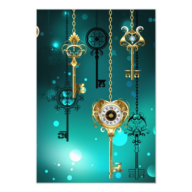 Impression Photo Skeleton Keys on Green Background (Devant)