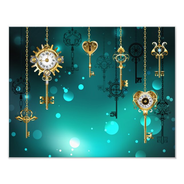 Impression Photo Skeleton Keys on Green Background (Devant)