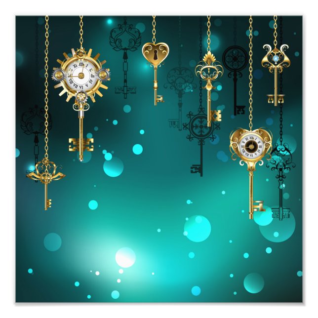 Impression Photo Skeleton Keys on Green Background (Devant)