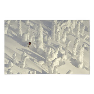 Impression Photo Skieur alpin dans l'épais brouillard de neige à Bi